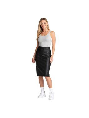 2/$30 ZARA Basic XS Black Faux Leather Pencil Skirt 26" Waist 25" Length